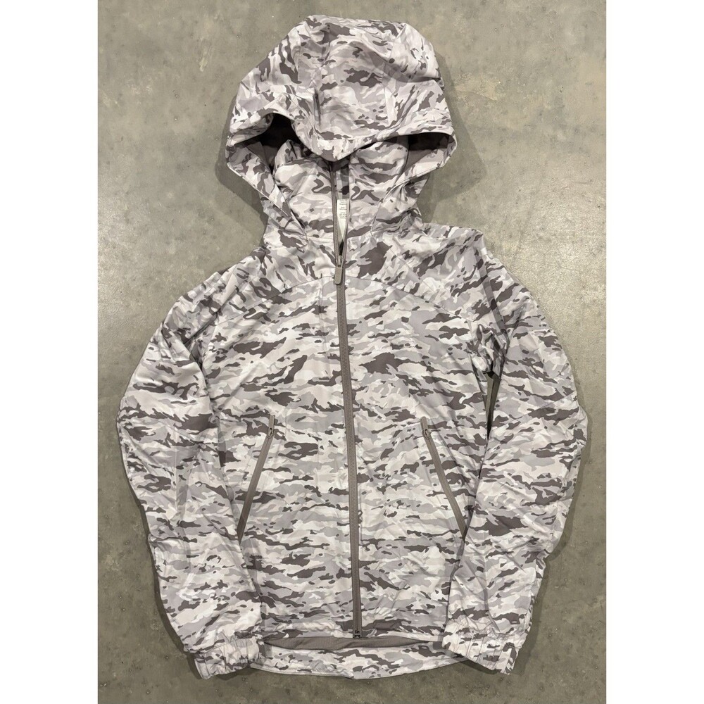 Lululemon Here To Move Jacket Sz 2 Camo White Gray Zip Up Hooded Active Running